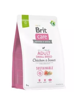 Сухой корм Brit Care Dog Sustainable Adult Small Breed для собак малых пород, с курицей и насекомыми, 3 кг (172173)