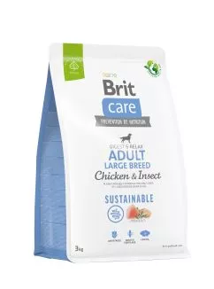 Сухий корм Brit Care Dog Sustainable Adult Large Breed для собак великих порід, з куркою та комахами, 3 кг (172182)