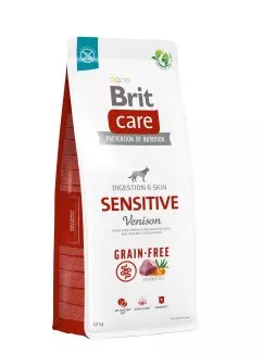 Сухой корм Brit Care Dog Grain-free Sensitive для собак с чувствительным пищеварением, беззерновой с олениной, 12 кг (172210)