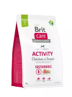 Сухий корм Brit Care Dog Sustainable Activity для собак з підвищеною активністю, з куркою та комахами, 3 кг (172191)