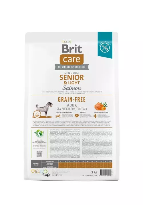 Сухой корм Brit Care Dog Grain-free Senior & Light для стареющих собак, беззерновой с лососем, 3 кг (172206) - фото №5
