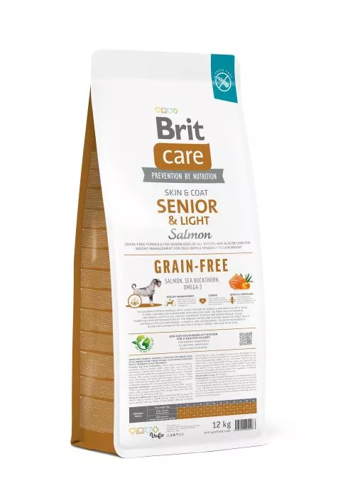 Сухой корм Brit Care Dog Grain-free Senior & Light для стареющих собак, беззерновой с лососем, 12 кг (172207) - фото №3