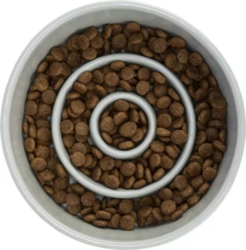 Миска Trixie Повільне годування для собак, кераміка, 17 см, 900 мл (сіра/блакитна) (24521) - фото №2