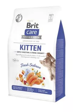 Сухой корм Brit Care Cat by Nutrition Kitten Gentle Digestion Strong Immunity для котят, с лососем, 400 г (172541)