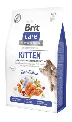 Сухой корм Brit Care Cat by Nutrition Kitten Gentle Digestion Strong Immunity для котят, с лососем, 2 кг (172542)