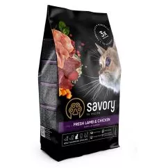 Сухой корм Savory для стерилизованных кошек, со свежим ягненком и курицей, 400 г (30105)