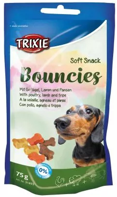 Trixie Bouncies Витамизированное лакомство для собак, с ягненком и желудком, 75 г