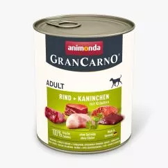 Вологий корм Animonda GranCarno для дорослих собак, з яловичиною, кроликом і травами, 800 г (AM-82767)