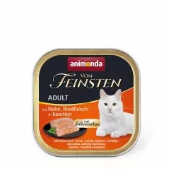 Вологий корм Animonda Vom Feinsten для дорослих котів, з куркою, яловичиною та морквою, 100 г (AM-83262)