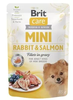 Влажный корм Brit Care Mini для собак, с филе кролика и лосося в соусе, 85 г (100913/100218/4432)