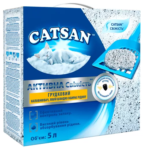 Минеральный комообразующий Наполнитель Catsan Active Fresh для кошачьего туалета 5 л (4008429134289) (7272) - фото №2