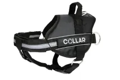 Collar DogExtremе Police №5 Шлейка для собак із ліхтариком зі змінним написом 85-115 см чорна (07131
