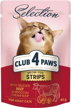 Вологий корм для кішок Club 4 Paws pouch 85 г Смужки (індичка та морква) (4820215368070)