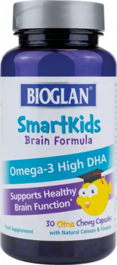 Bioglan Omega-3 SmartKids Brain для дітей капсули-желейки 30 шт. / Биоглан Омега-3 з високим вмістом DHA (541370)