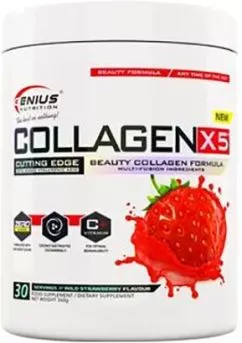 Коллаген Genius Nutrition Collagen-X5 360 г Wild Strawberry (7358670497839)