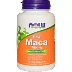 Природный биостимулятор NOW Foods Raw Maca 750 мг 90 капсул (733739047779)