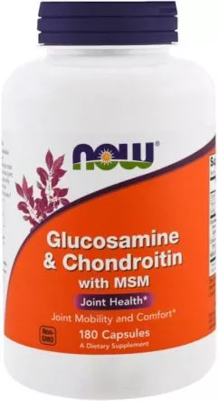 Хондропротектор Now Foods Глюкозамін і Хондроітин з МСМ, Glucosamine & Chondroitin & MSM, 180 капсул (733739031723)