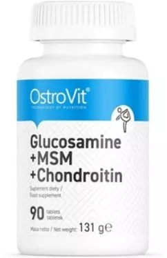 Для суглобів і зв'язок OstroVit Glucosamine + MSM + Chondroitin 90 таблеток (5902232619195)