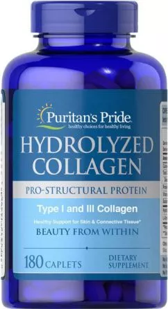 Натуральная примесь Puritan's Pride Hydrolyzed Collagen 1000 мг 180 таблеток (074312145964)