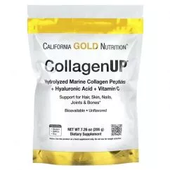 Морський колаген California Gold Nutrition з гіалуроновою кислотою та вітаміном C 206 г (898220010332)