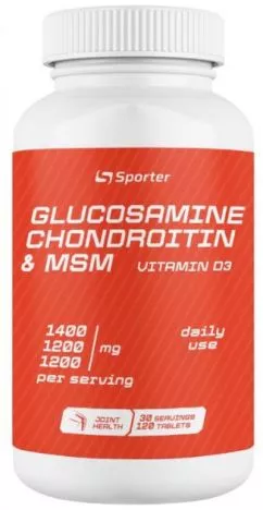 Глюкозамін хондроїтин МСМ Sporter Glucosamine chondroitin msm with d3 120tab (817071)