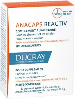 Амінокислота Ducray Anacaps Reactiv 30 капсул (3282770203776)