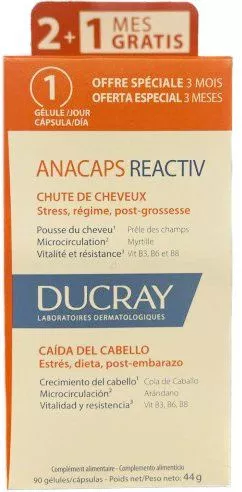 Амінокислоти Ducray Anacaps Reactiv 90 капсул (3282779369886)
