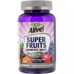 Вітаміни для жінок від 50 років, nature's Way "Alive! Super Fruits Complete Multi women's 50+" з фруктовим комплексом (60 цукерок) (033674125090)