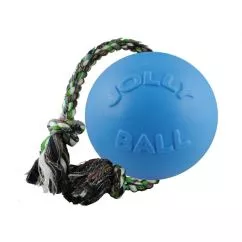 Іграшка для собак М'яч з канатом ROMP-N-ROLL 22 см блакитний Jolly Pets (608BL)