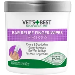 Серветки Vets Best Ear Relief Finger Wipes для чищення вух собак (vb00000)