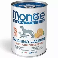 Вологий корм Monge Dog FRUIT MONOPROTEIN індичка с цитрусами 0,4кг (70014335)