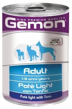 Влажный корм GEMON Dog Wet Adult Light паштет с тунцом 0,4кг (70387842)