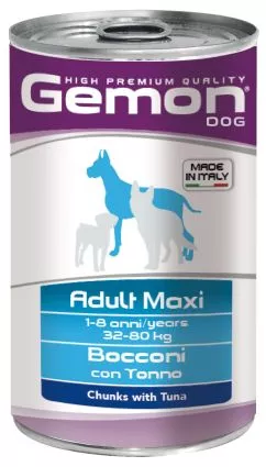 Вологий корм GEMON Dog Wet Maxi Adult шматочки з тунцем 1,25кг (70387934)