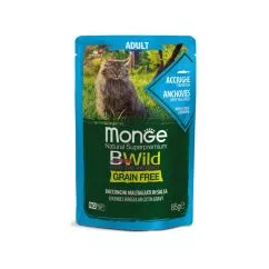 Вологий корм Monge Cat Bwild Grain Free Wet анчоус з овочами 0,085кг (70012775)