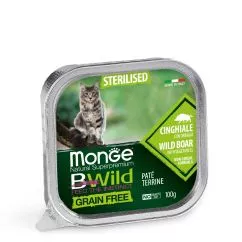 Влажный корм Monge Cat Bwild Grain Free Wet Sterilised кабан с овощами 0,1кг (70012904)