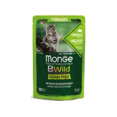 Вологий корм Monge Cat Bwild Grain Free Wet Sterilised м'ясо дикого кабана з овочами 0,085кг (70012805)