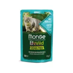 Влажный корм Monge Cat Bwild Grain Free Wet треска с креветками и овощами 0,085кг (70012768)