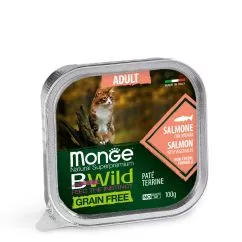 Влажный корм Monge Cat Bwild Grain Free Wet Adult лосось с овощами 0,1кг (70012881)
