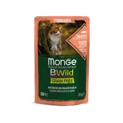 Влажный корм Monge Cat Bwild Grain Free Wet Sterilised лосось с креветками и овощами 0,085кг (70012782)