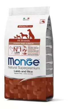 Сухой корм Monge Dog All breeds Puppy & Junior ягненок с рисом 0,8кг (70011259)