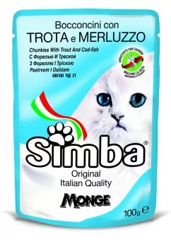 Влажный корм SIMBA Cat Wet форель и треска 0,1кг (70009362)