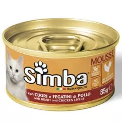 Влажный корм SIMBA Cat Wet куриные сердца и ливер 0,085кг (70009461)
