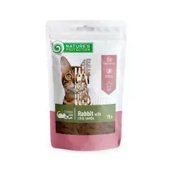 Лакомство для котов, снеки из кролика с чиа, Nature's Protection snack for cats with rabbit and chia seeds, 75г (SNK46115)