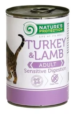 Вологий корм для дорослих кішок Sensitive Digestion Turkey&Lamb 400г (KIK24635)