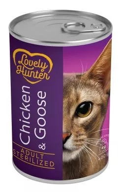 Вологий корм для дорослих котів Lovely Hunter Sterilised Chicken and Goose 400 г (LHU45348)