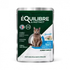 Влажный корм eQuilibre&Instinct для взрослых и стерилизованных кошек, с форелью, кабачком и тимьяном, 1 шт 85 г (13428460079758)