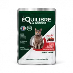 Вологий корм eQuilibre&Instinct для дорослих та стерилізованих котів, з яловичиною, квасолею і томатами, 1 шт 85 г (13428460079727)