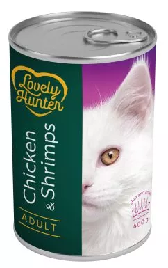 Вологий корм для дорослих котів Lovely Hunter Adult Chicken and Shrimps 400 г (LHU45349)