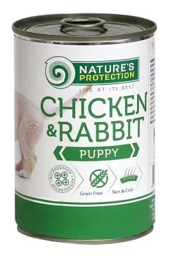 Вологий корм для цуценят всіх порід Nature's Protection Puppy chicken & rabbit 800г (KIK45091)