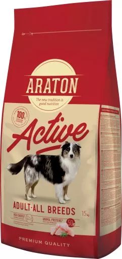 Cухий корм для дорослих активних собак усіх порід Araton ACTIVE All Breeds 15кг (ART47466)